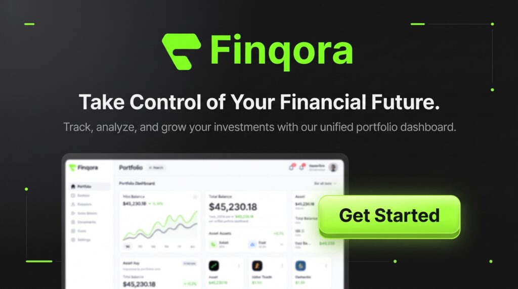 Get started with Finqora, the best free online portfolio builder, call-to-action banner